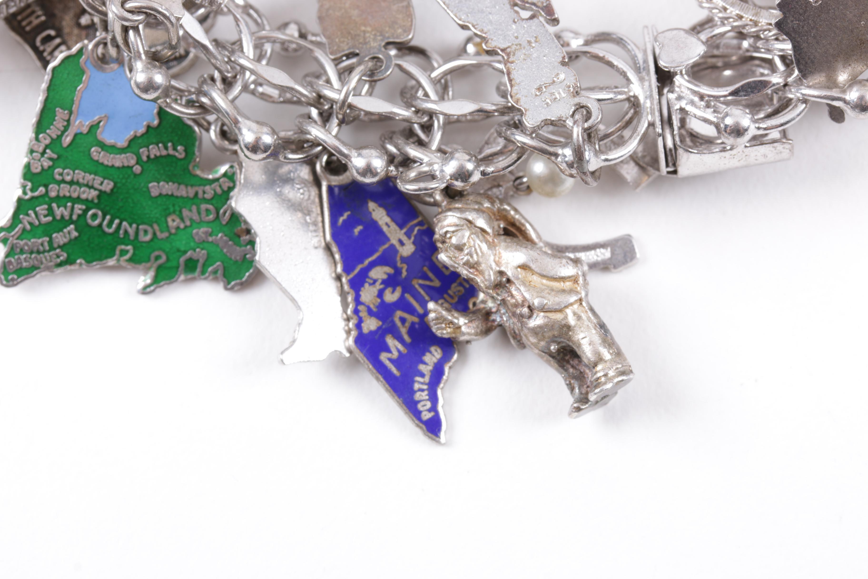 Sterling Silver Charm Bracelets With Various Charms