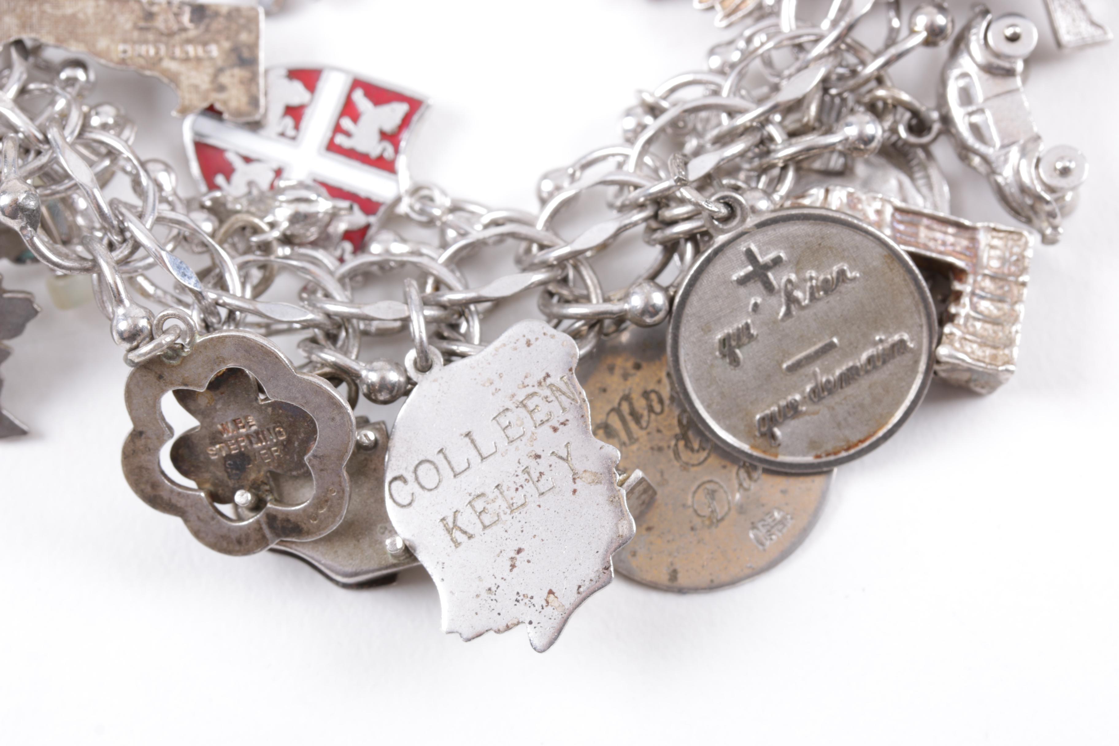 Sterling Silver Charm Bracelets With Various Charms