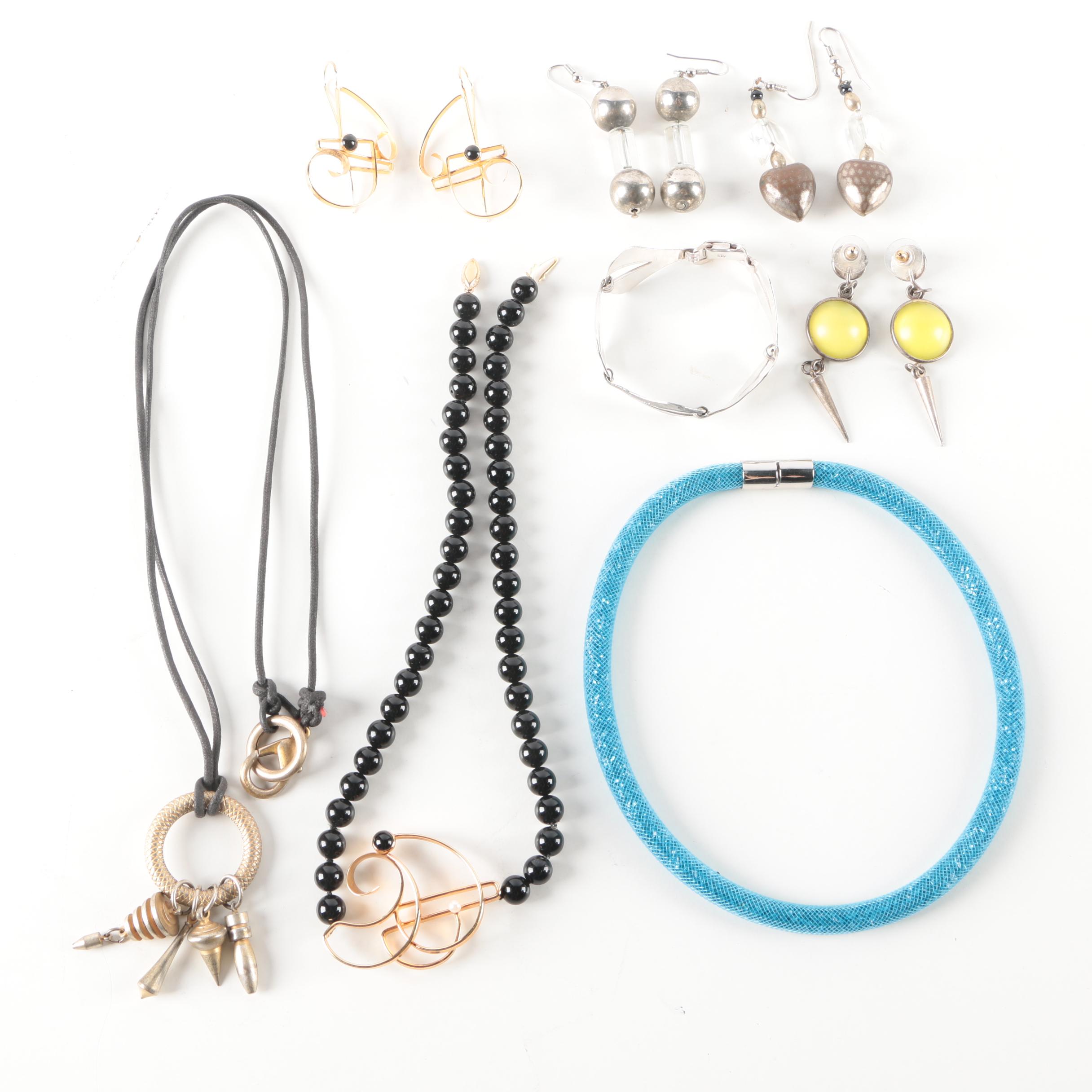 Costume Jewelry Featuring 800 Bracelet and Swarovski Necklace