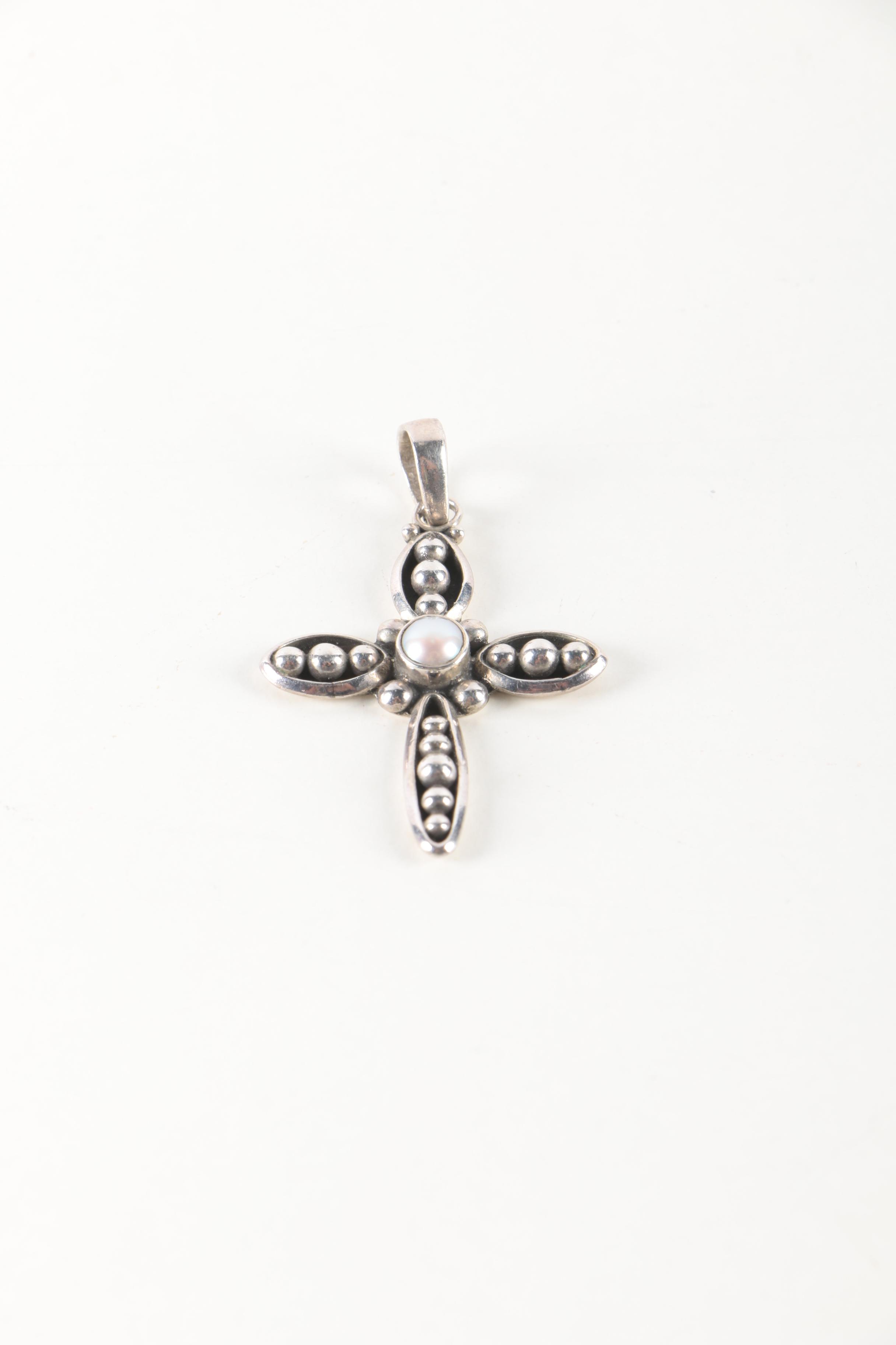 Sterling Silver Bracelets and Earrings Featuring Onyx and Shell