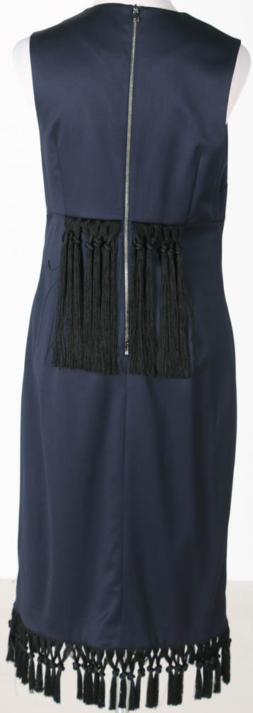 Kaelen Fringe Sheath Dress in Midnight Blue