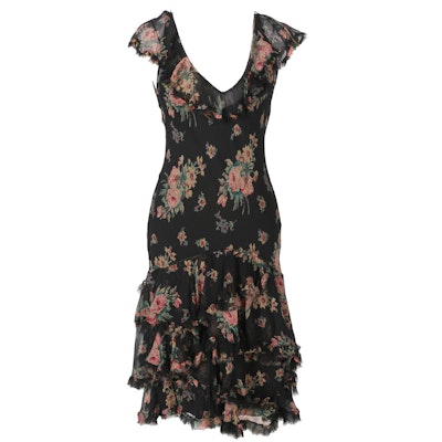 Ralph Lauren Black Floral Silk Dress Ralph Lauren Black Floral Silk Dress