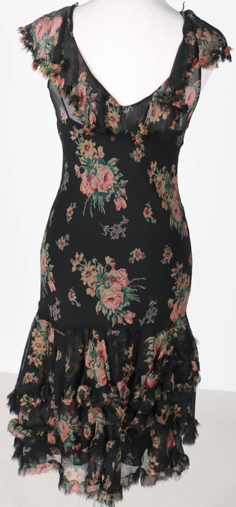 Ralph Lauren Black Floral Silk Dress