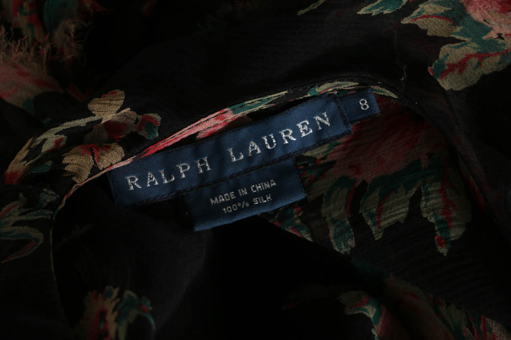 Ralph Lauren Black Floral Silk Dress