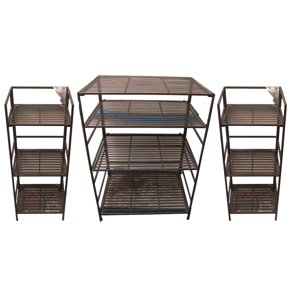 Three Folding Metal Shelves