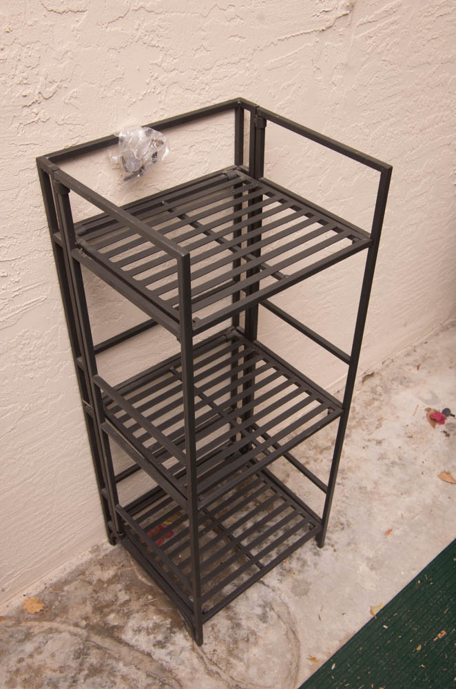 Three Folding Metal Shelves