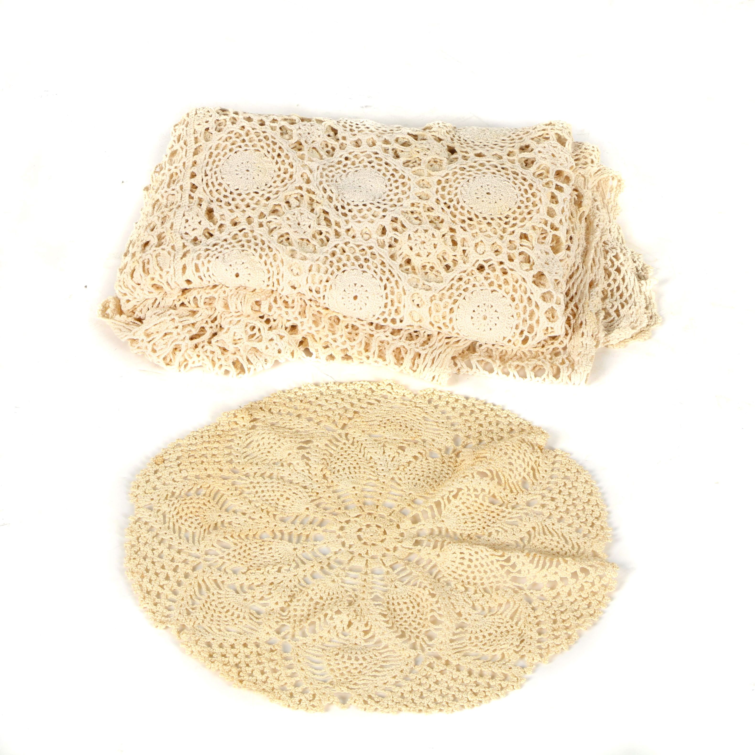 Crocheted Tablecloth and Doily