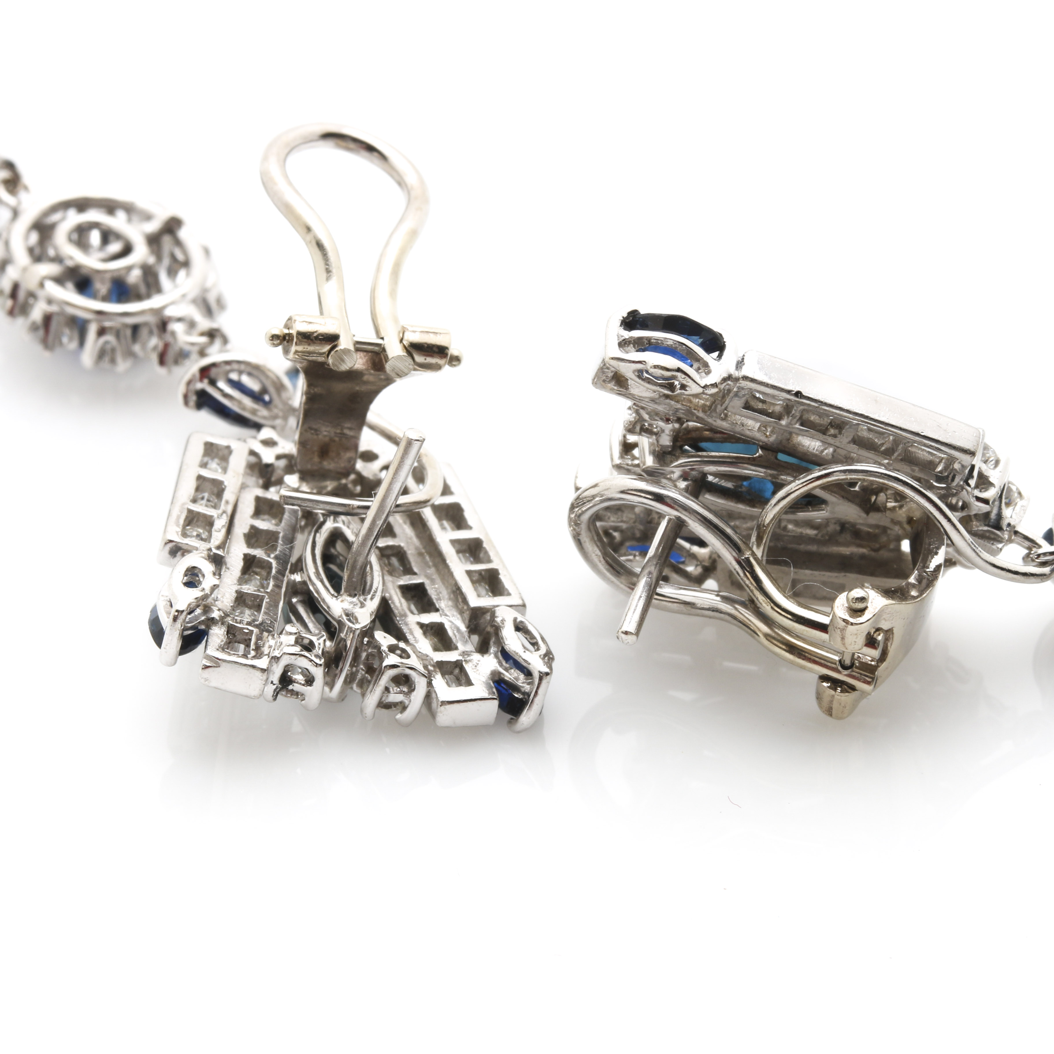 18K White Gold 4.75 CTW Sapphire and 4.40 CTW Diamond Convertible Earrings