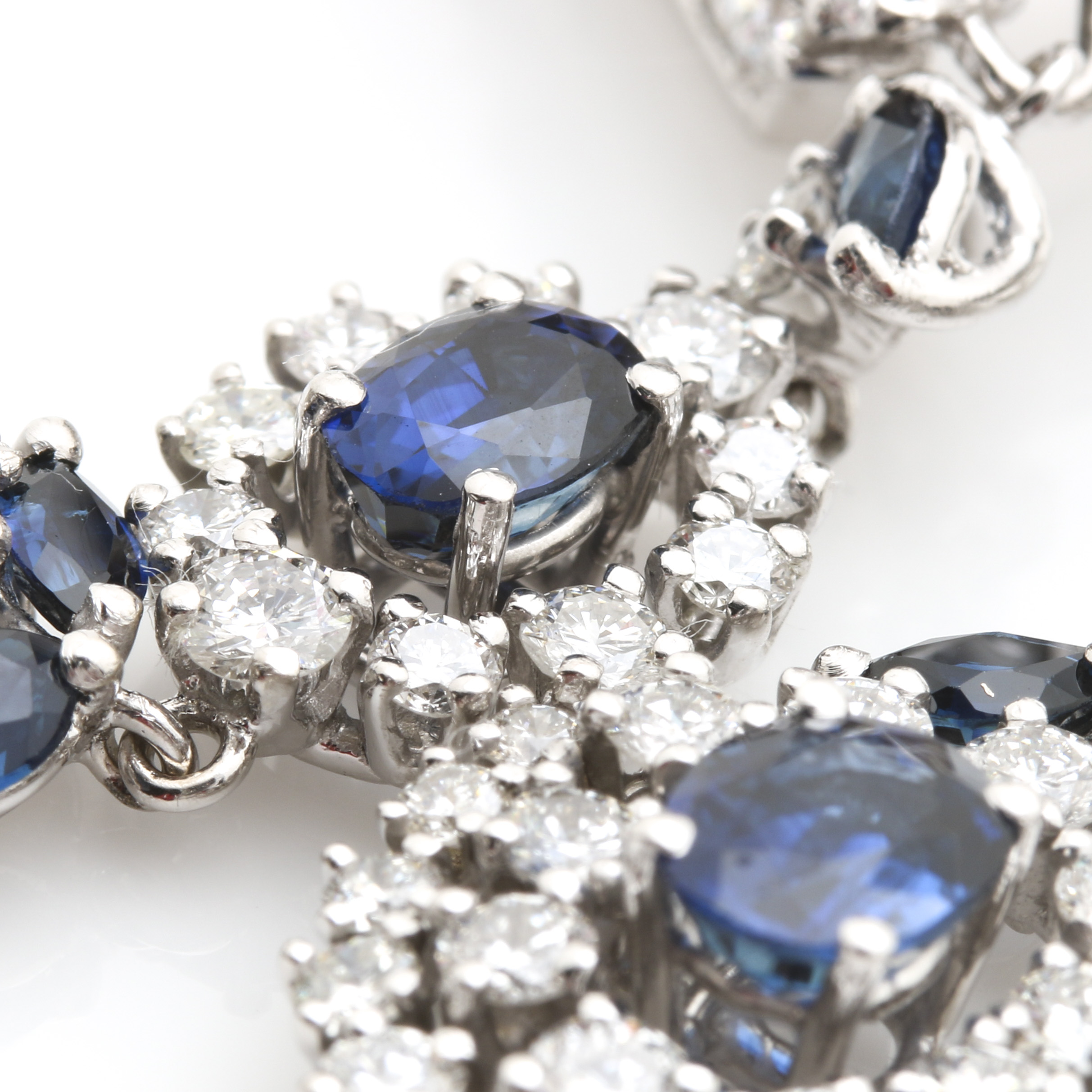 18K White Gold 4.75 CTW Sapphire and 4.40 CTW Diamond Convertible Earrings