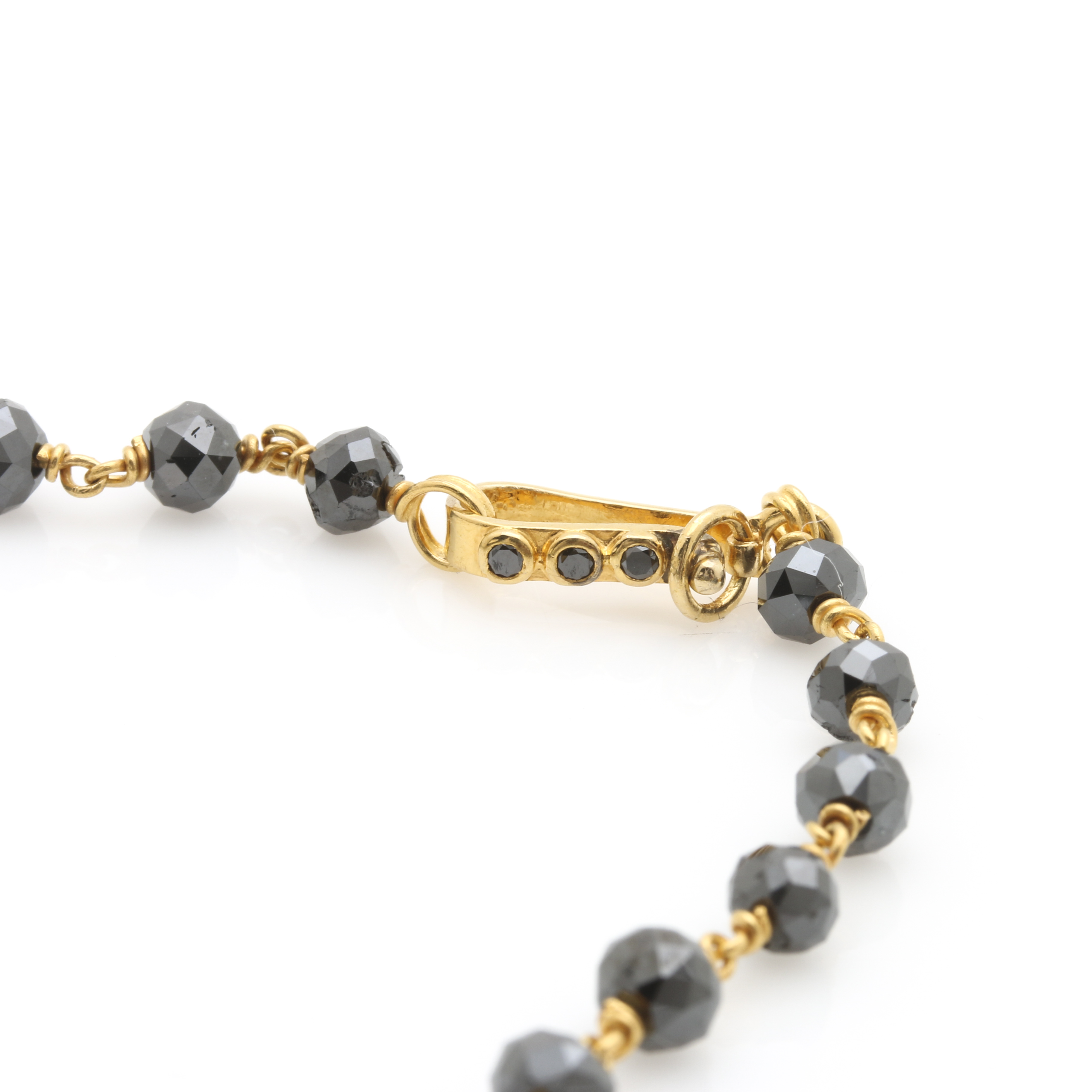 18K Yellow Gold 173.00 CTW Black Diamond Mesh Bib Necklace