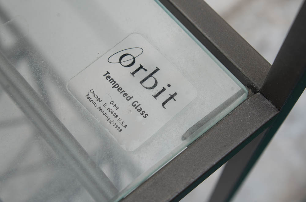 Stainless Steel Glass Side Table and Wine Rack