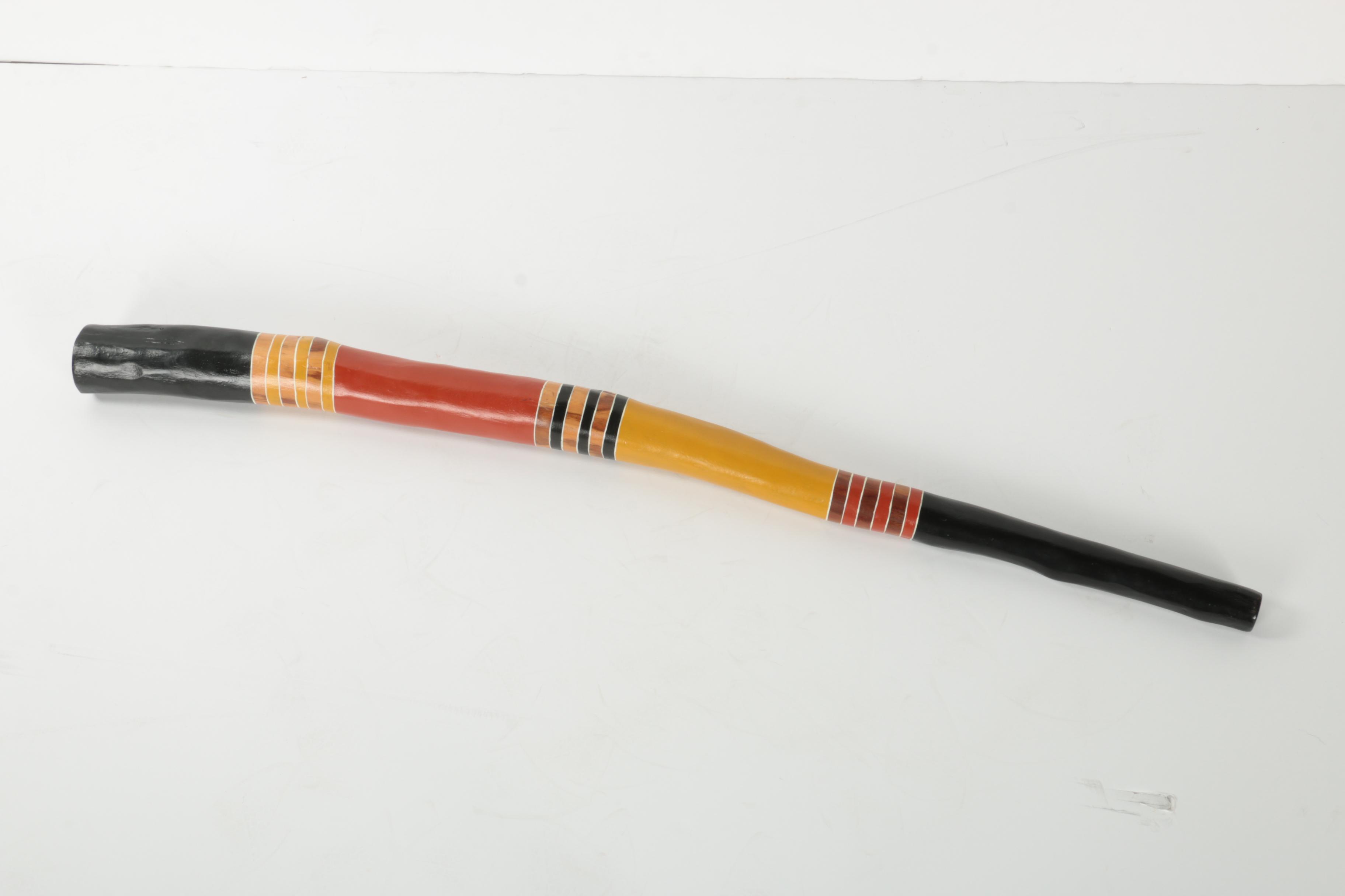 Aboriginal Style Painted Wood Walking Stick or Pole