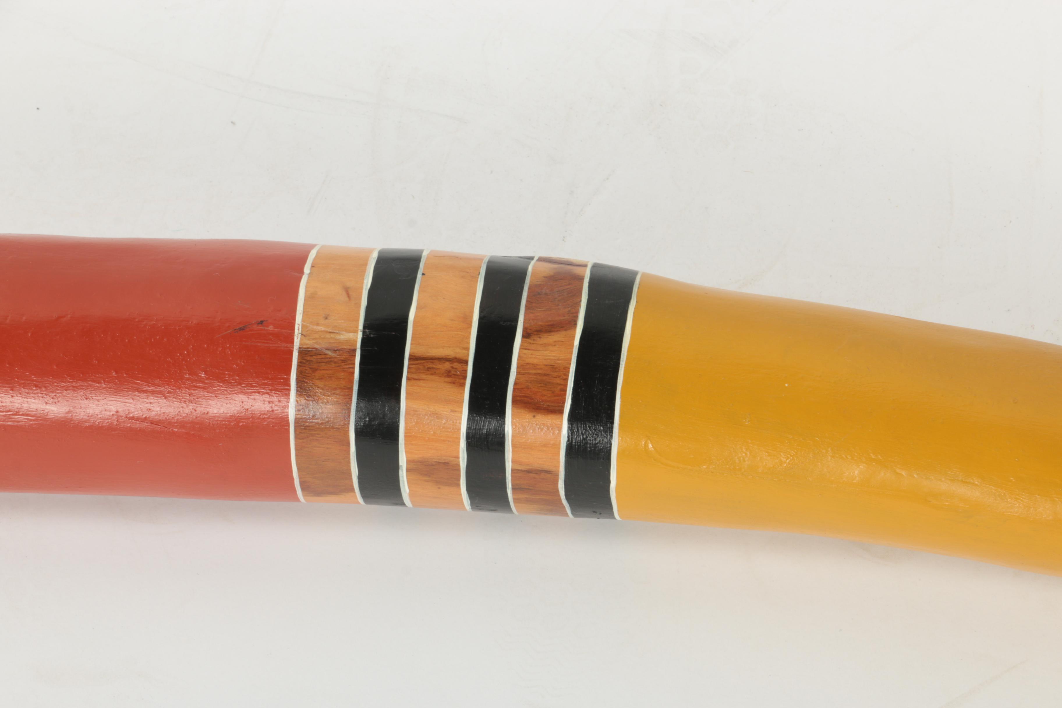 Aboriginal Style Painted Wood Walking Stick or Pole