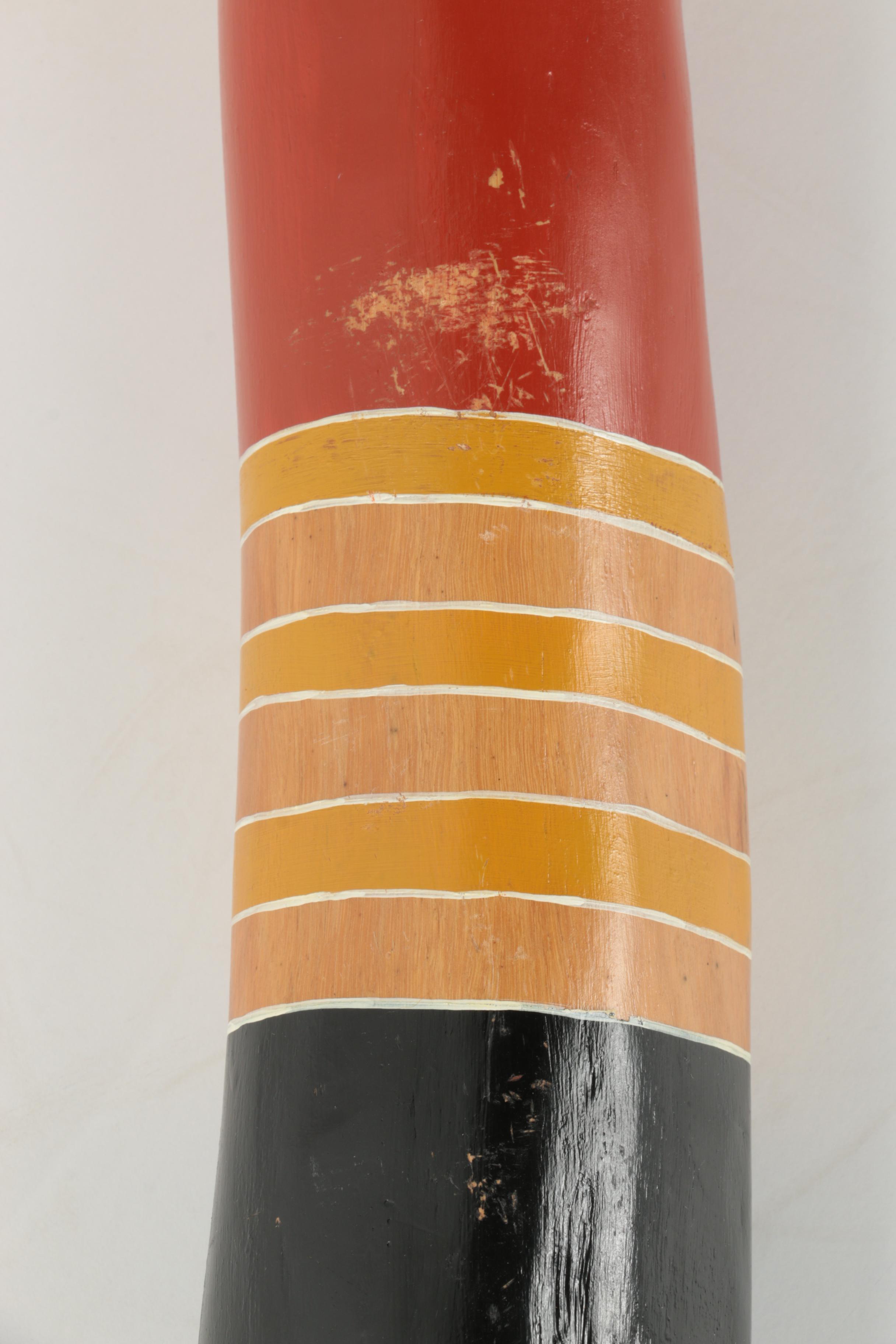 Aboriginal Style Painted Wood Walking Stick or Pole