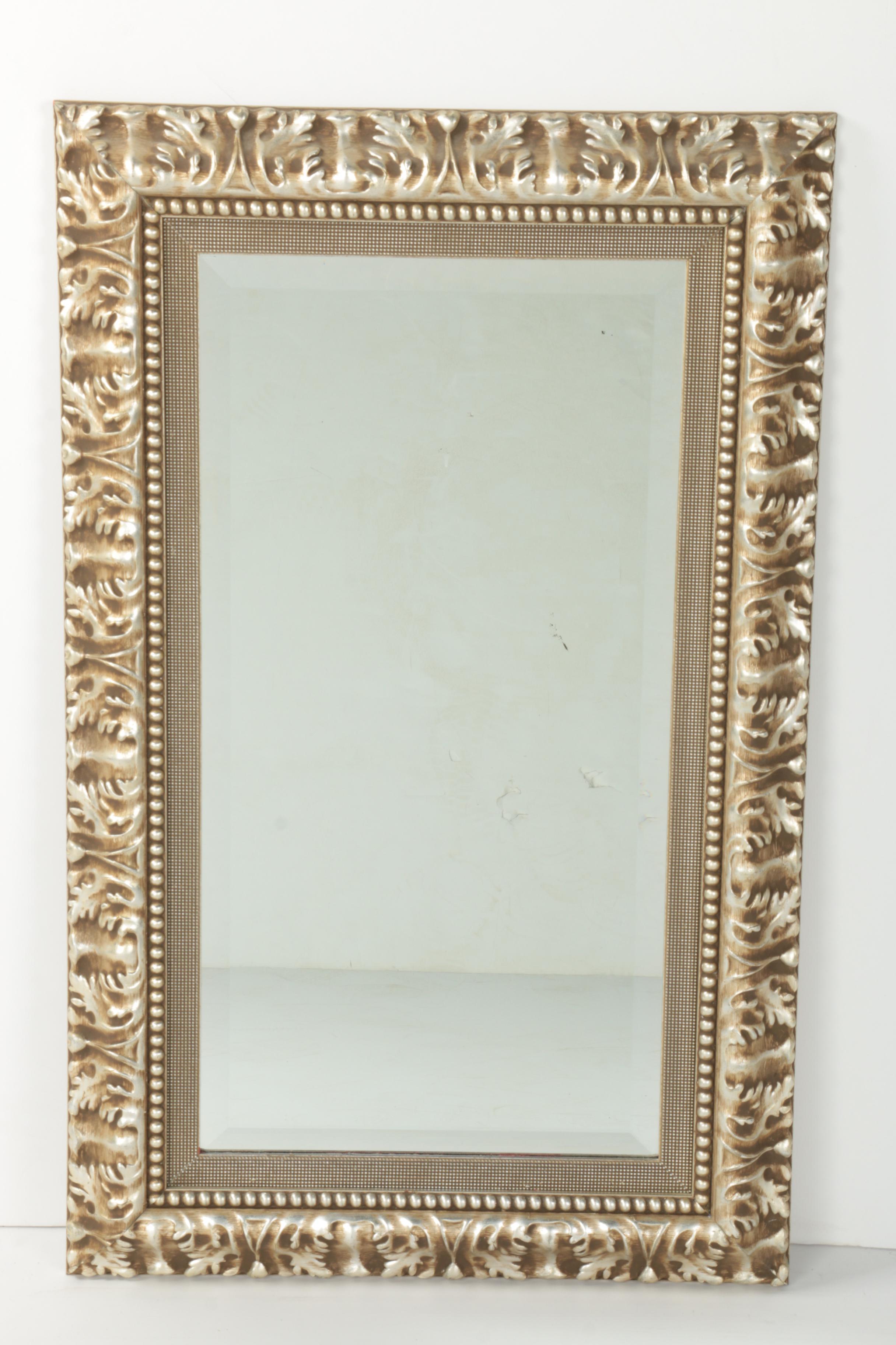 Rectangular Mirror in a Decorative Wood Frame