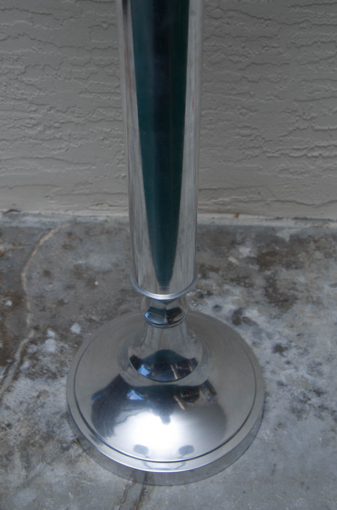 Silver Tone Candelabra with Glass Hurricanes