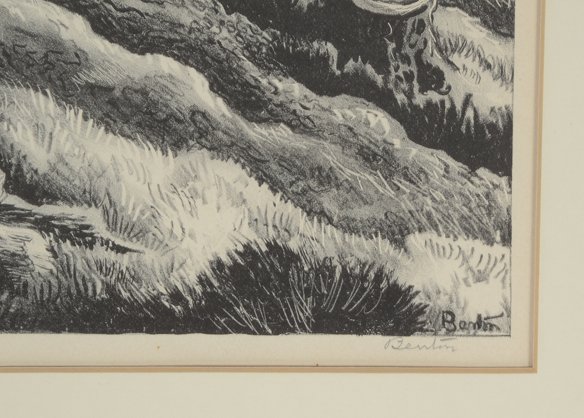 Thomas Hart Benton Signed 1939 Stone Lithograph "Planting (Spring Plowing)"