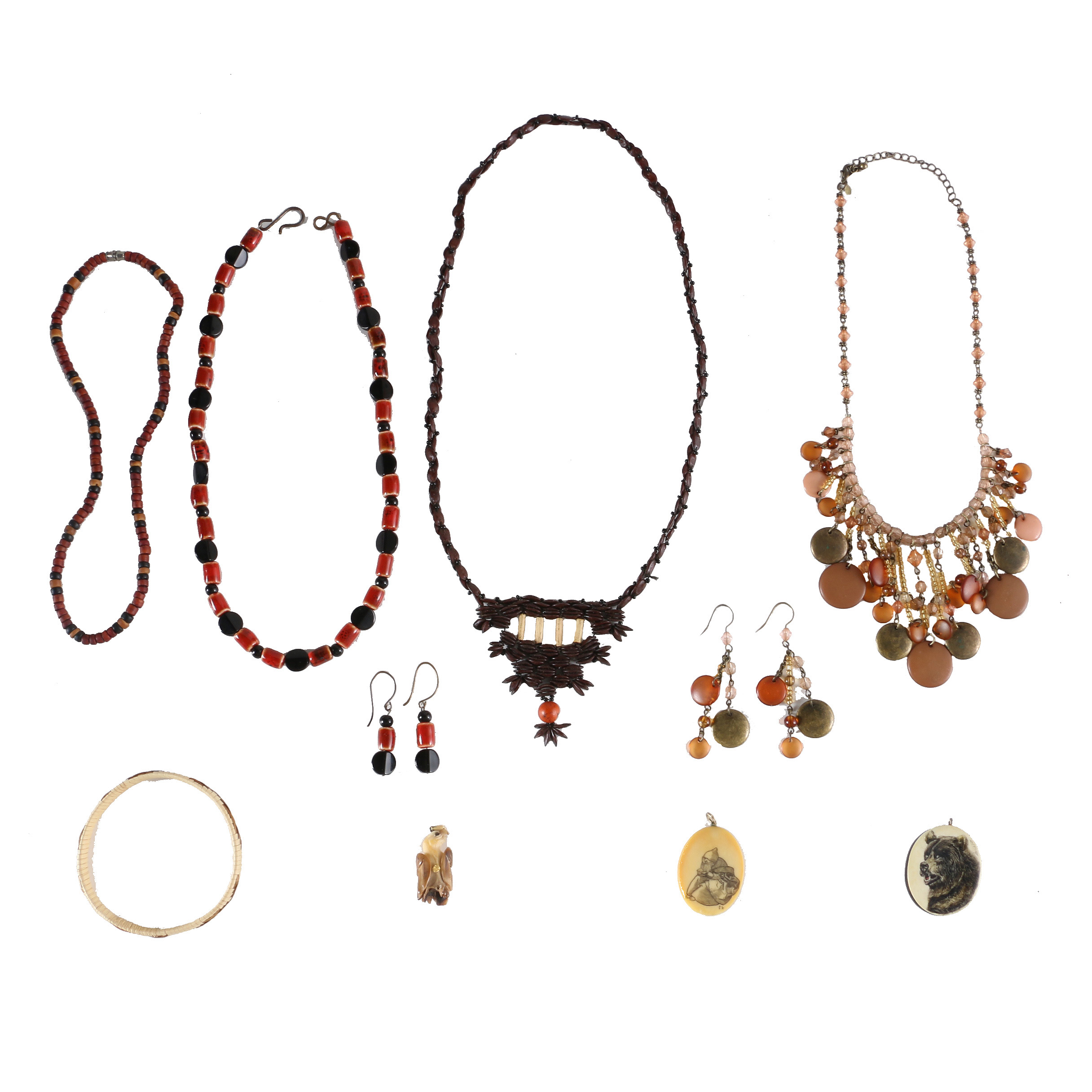 Costume Jewelry Featuring Bone and and Clay