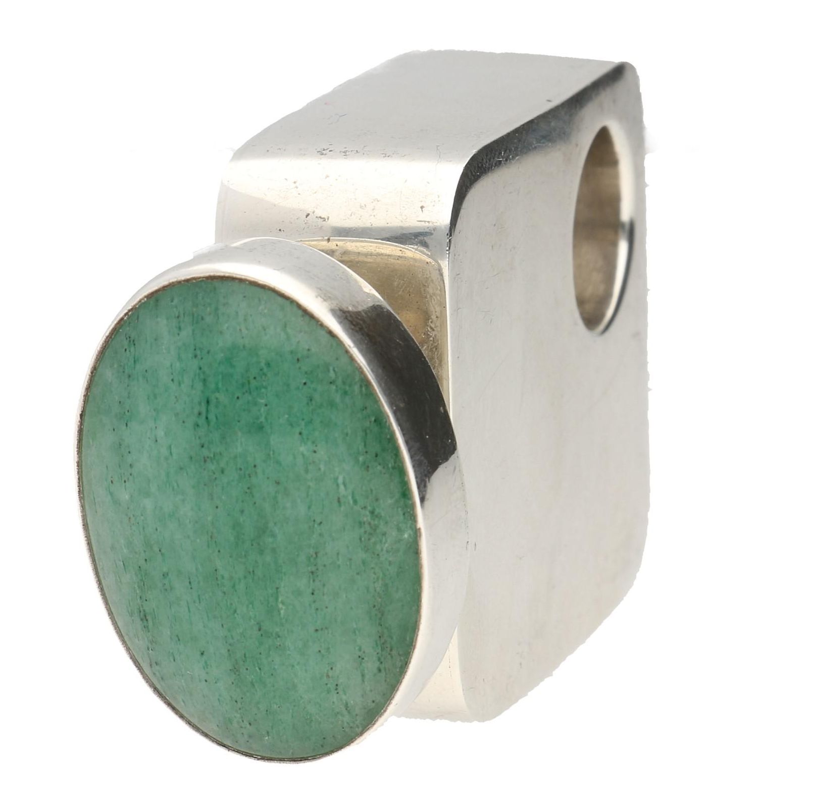 Mexican Sterling Perfume Bottle with Aventurine Accent