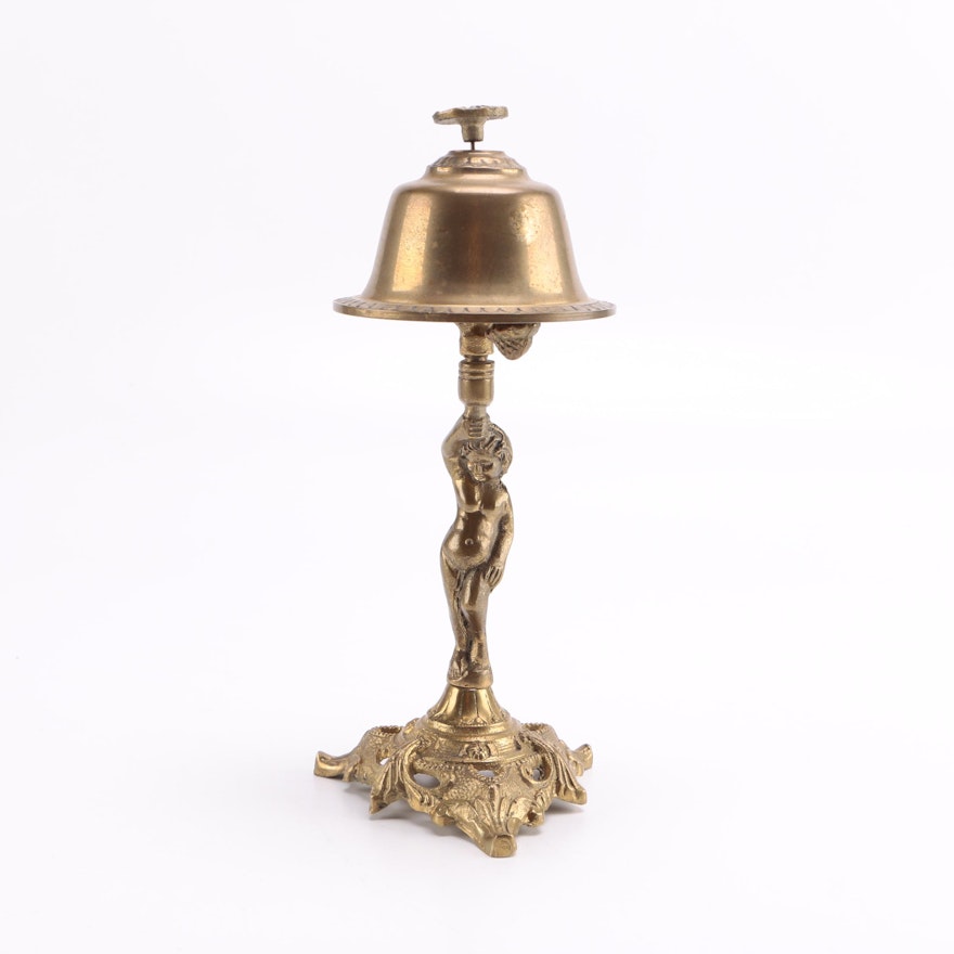 Antique Figural Brass Front Desk Bell