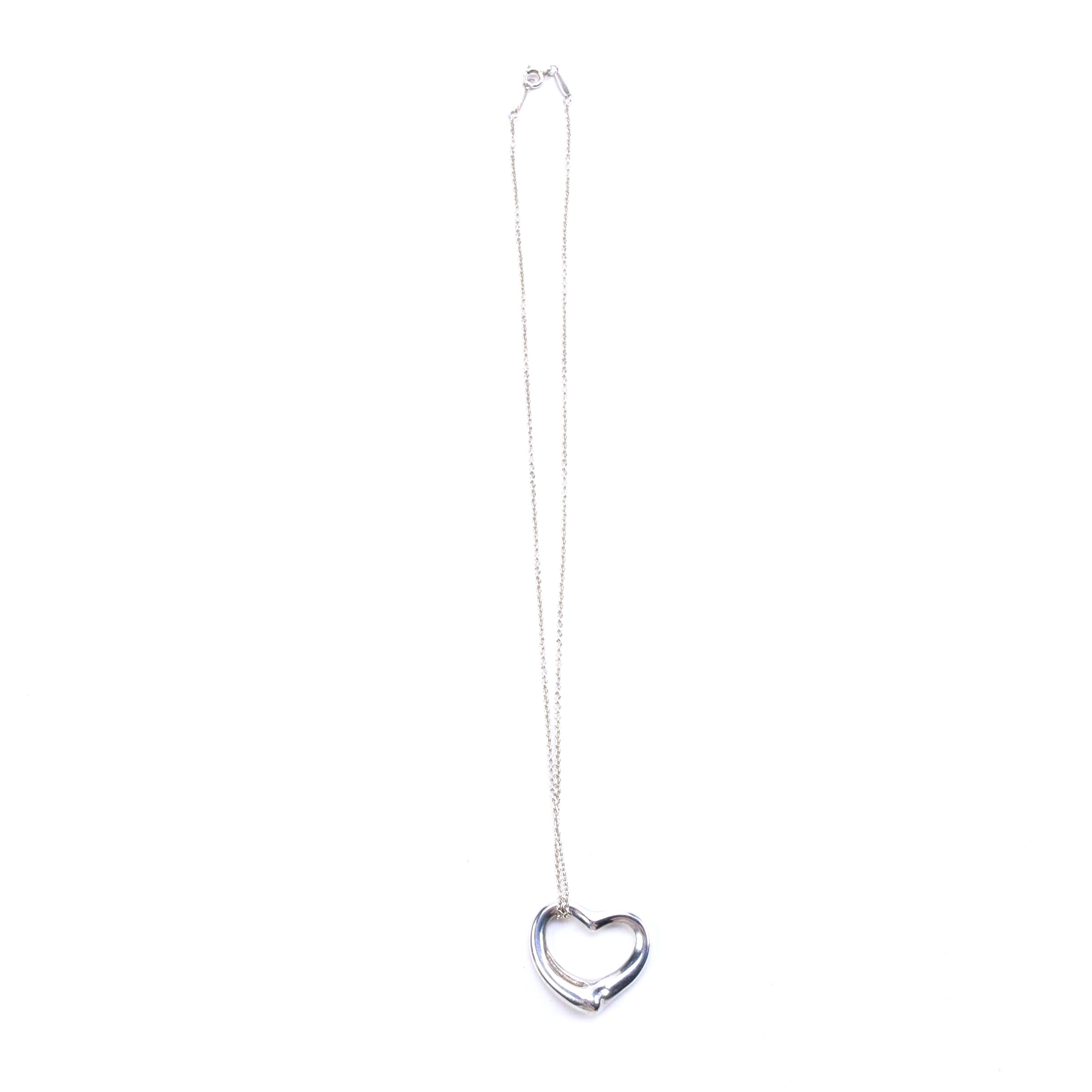 Tiffany & Co. Elsa Peretti Sterling Silver "Open Heart" Necklace