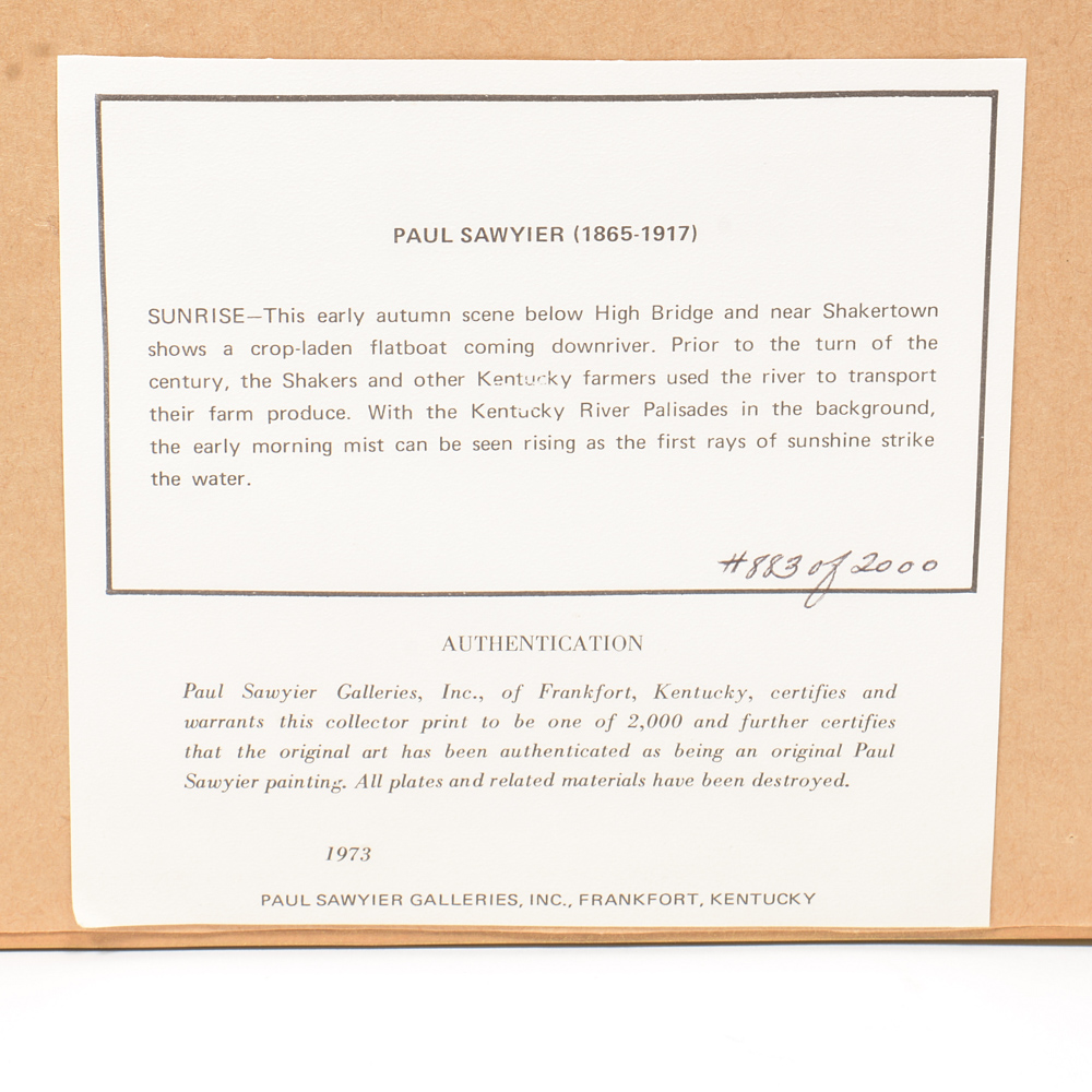 Paul Sawyier Limited Edition Offset Lithograph "Sunrise"