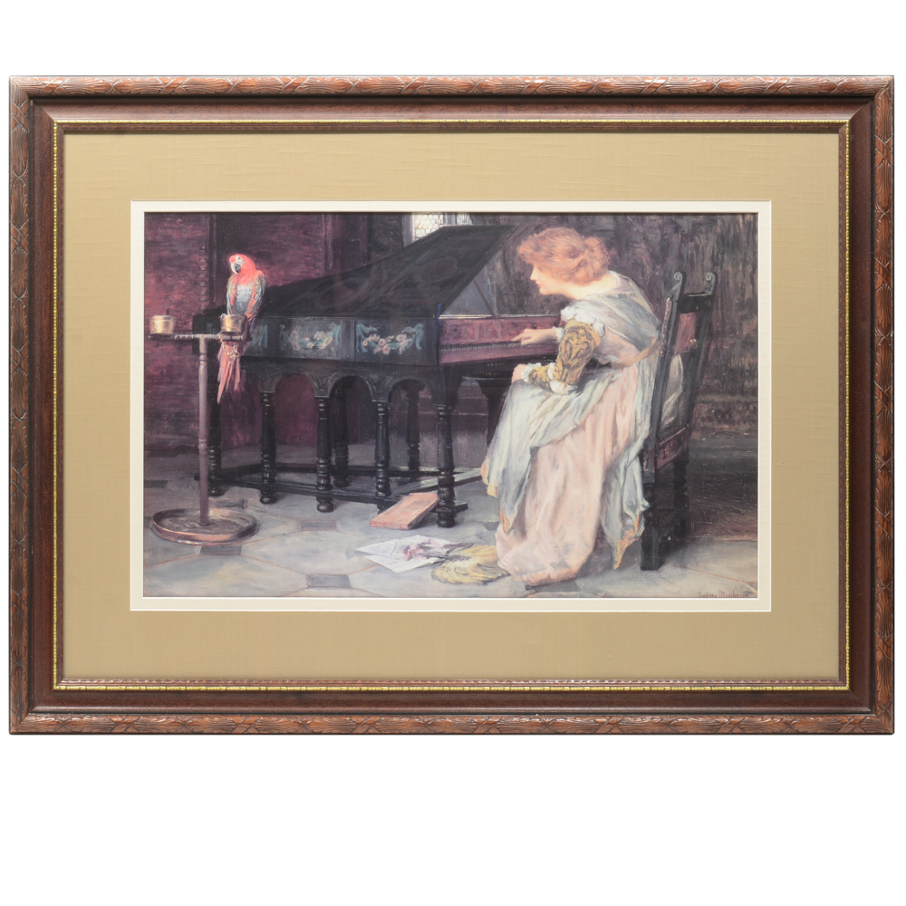 Francis Sydney Muschamp Offset Lithograph "The Music Lesson"