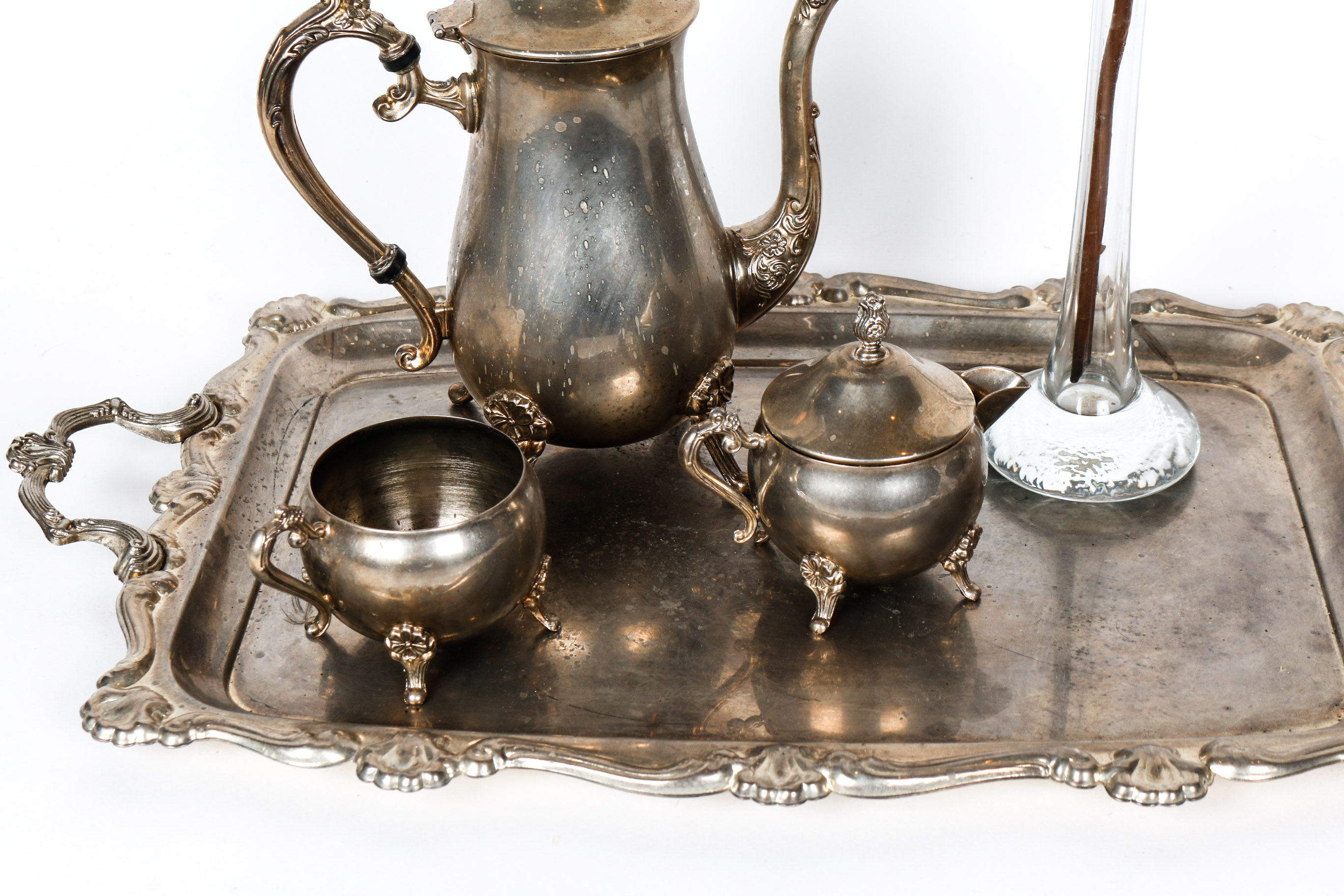 Silver Plated Tray and Tea Set