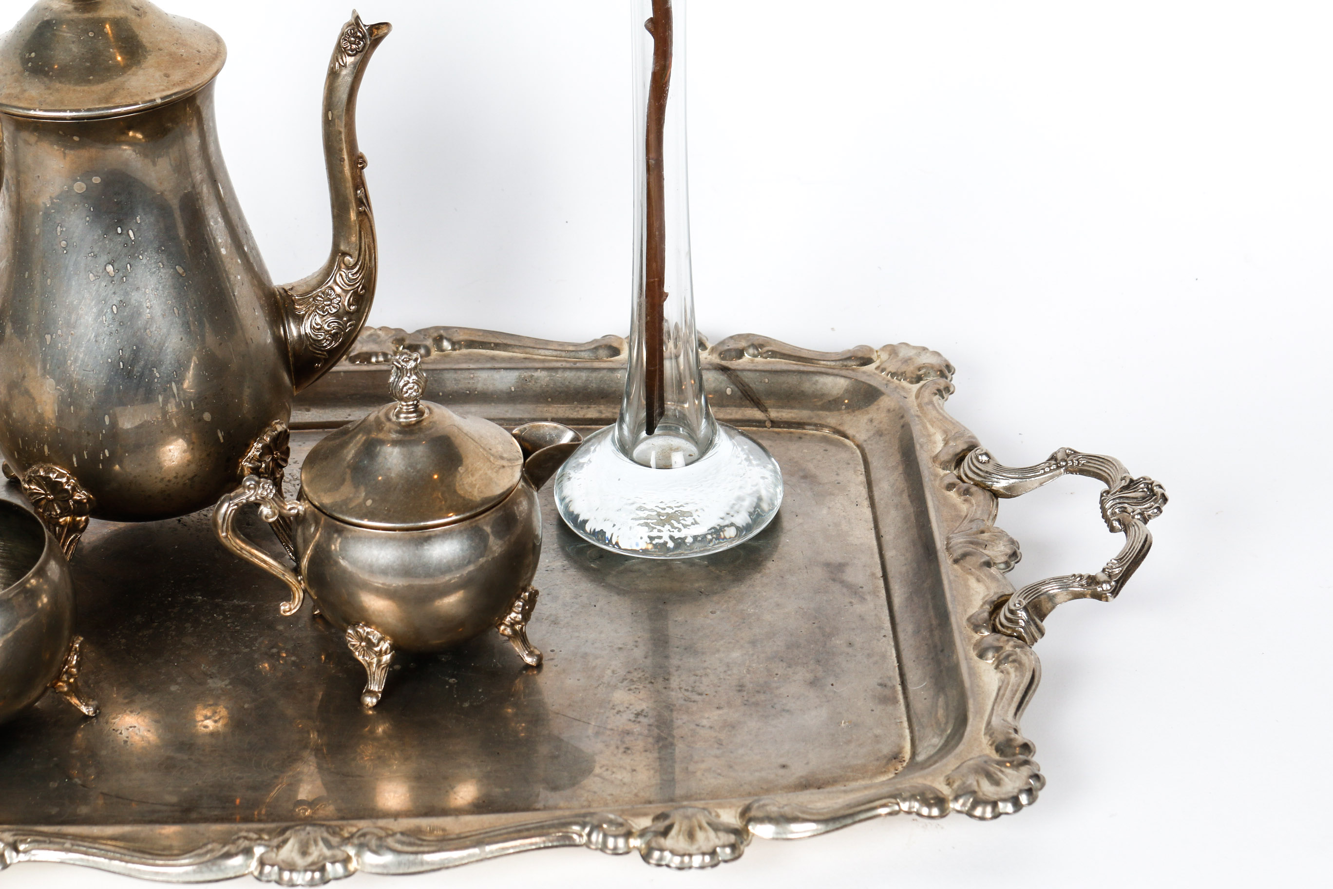 Silver Plated Tray and Tea Set