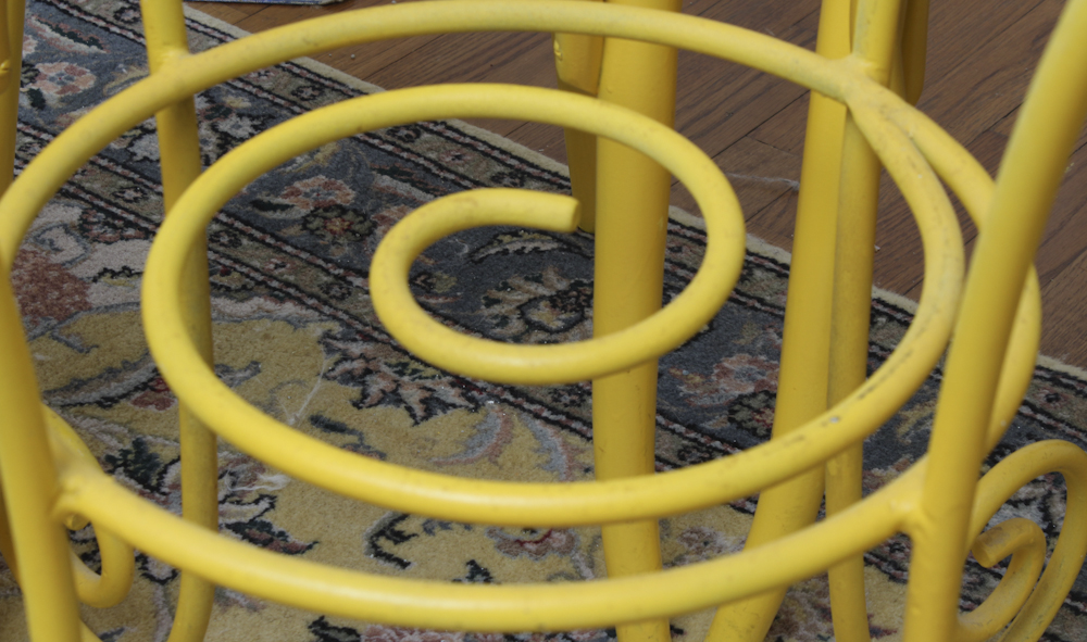 Glass Top Yellow Dining Table and Chairs