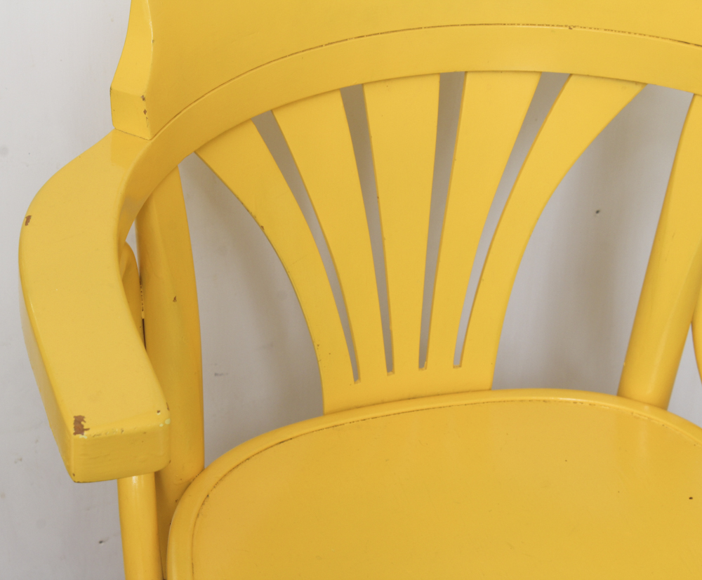 Glass Top Yellow Dining Table and Chairs