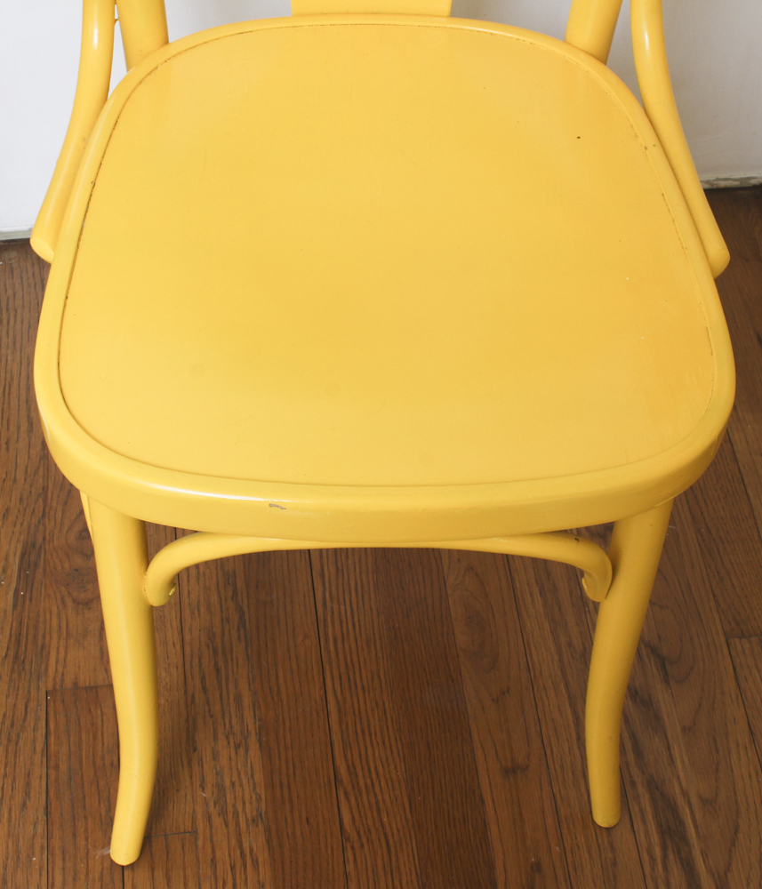 Glass Top Yellow Dining Table and Chairs