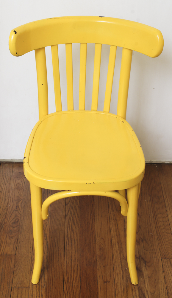 Glass Top Yellow Dining Table and Chairs