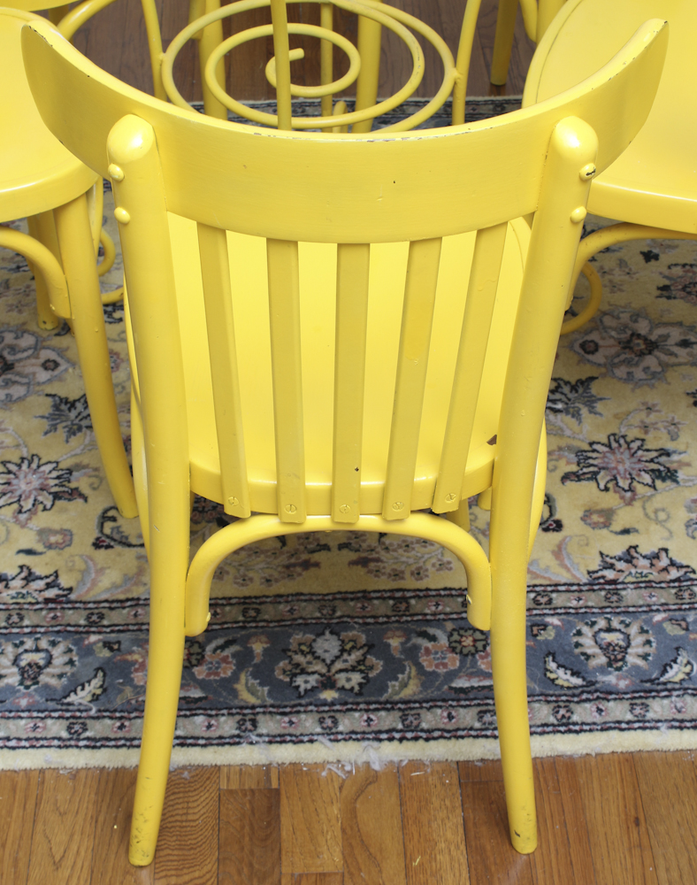 Glass Top Yellow Dining Table and Chairs