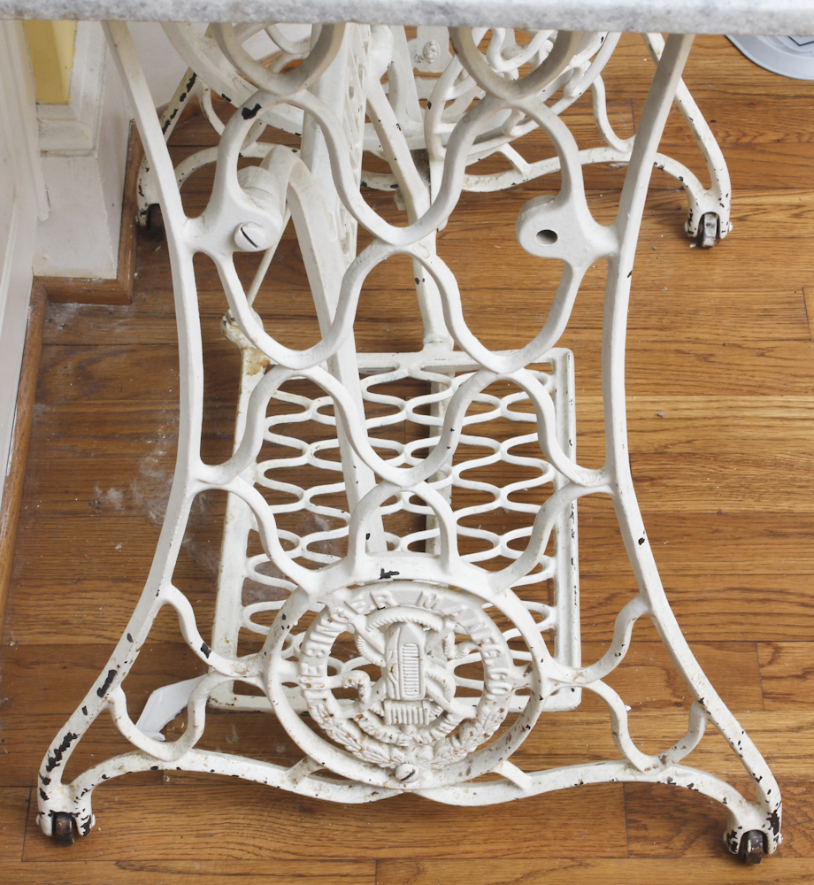 Marble-Topped Singer Sewing Machine Table