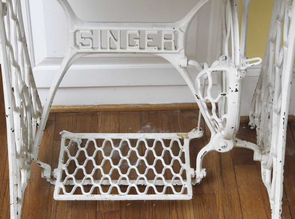 Marble-Topped Singer Sewing Machine Table