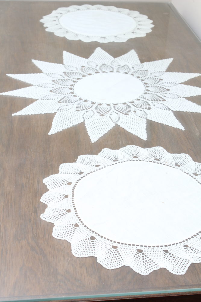 Heavy Carved Wooden Dining Table with Glass Top