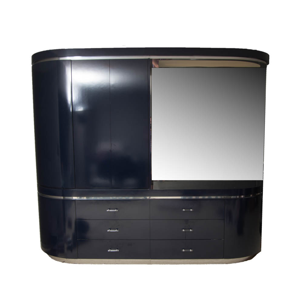 Modern Style Navy Blue Entertainment Armoire