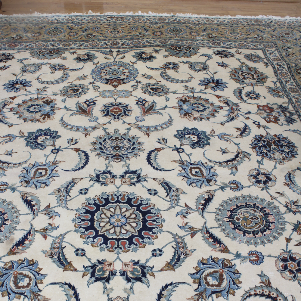 Hand-Knotted Kashan Iranian Area Rug