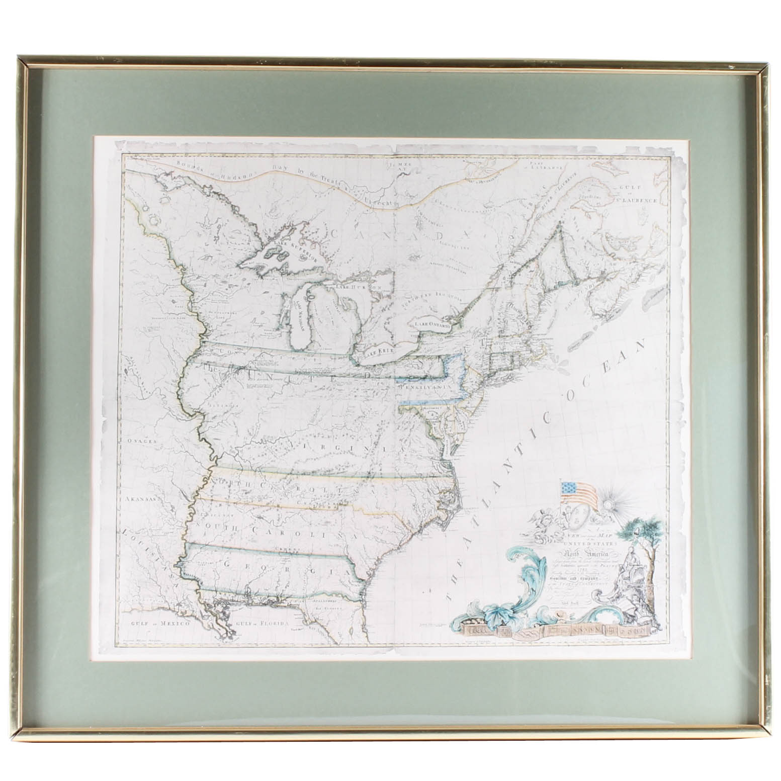 Abel Buell Offset Lithograph of United States Map