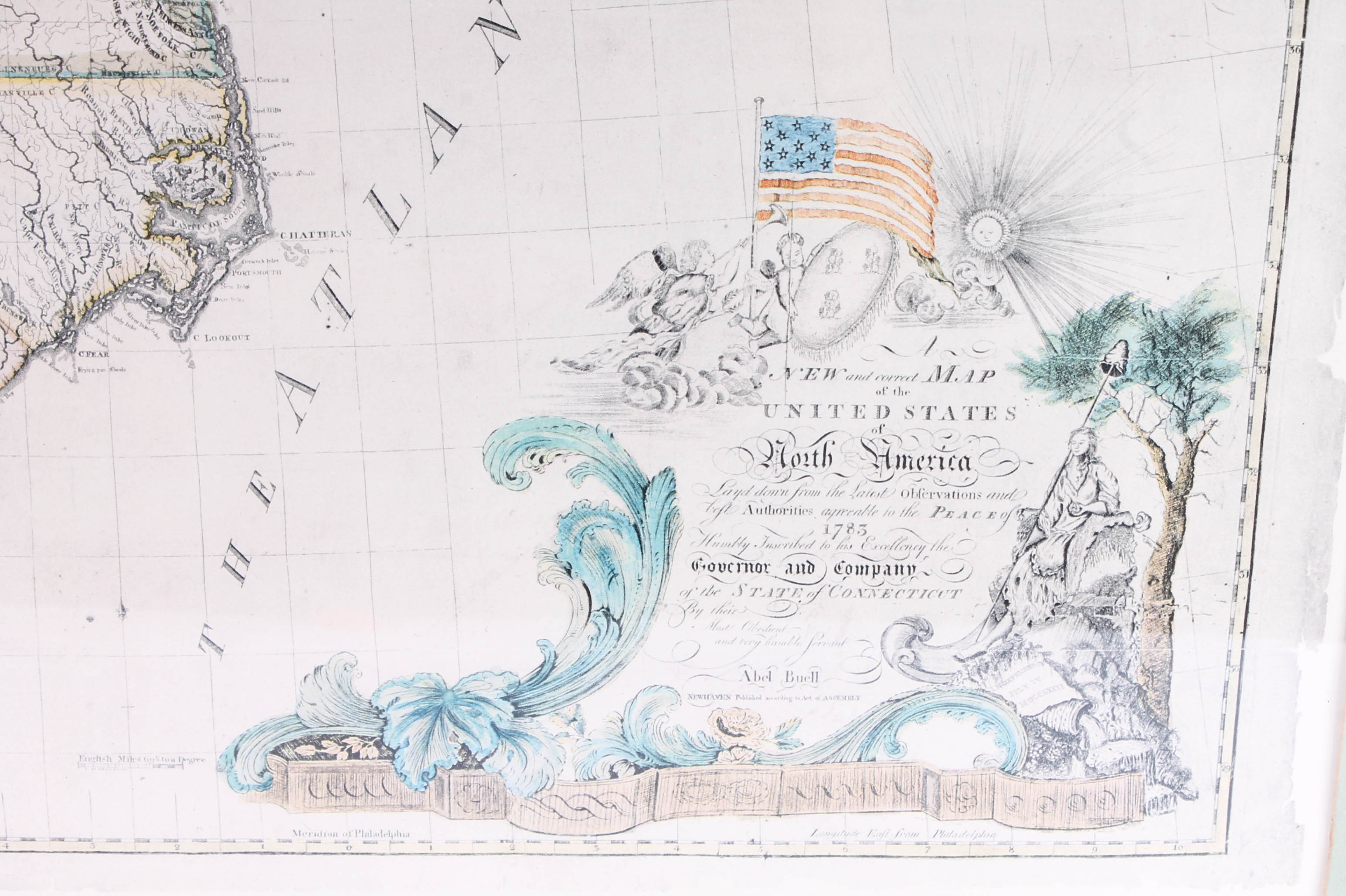 Abel Buell Offset Lithograph of United States Map