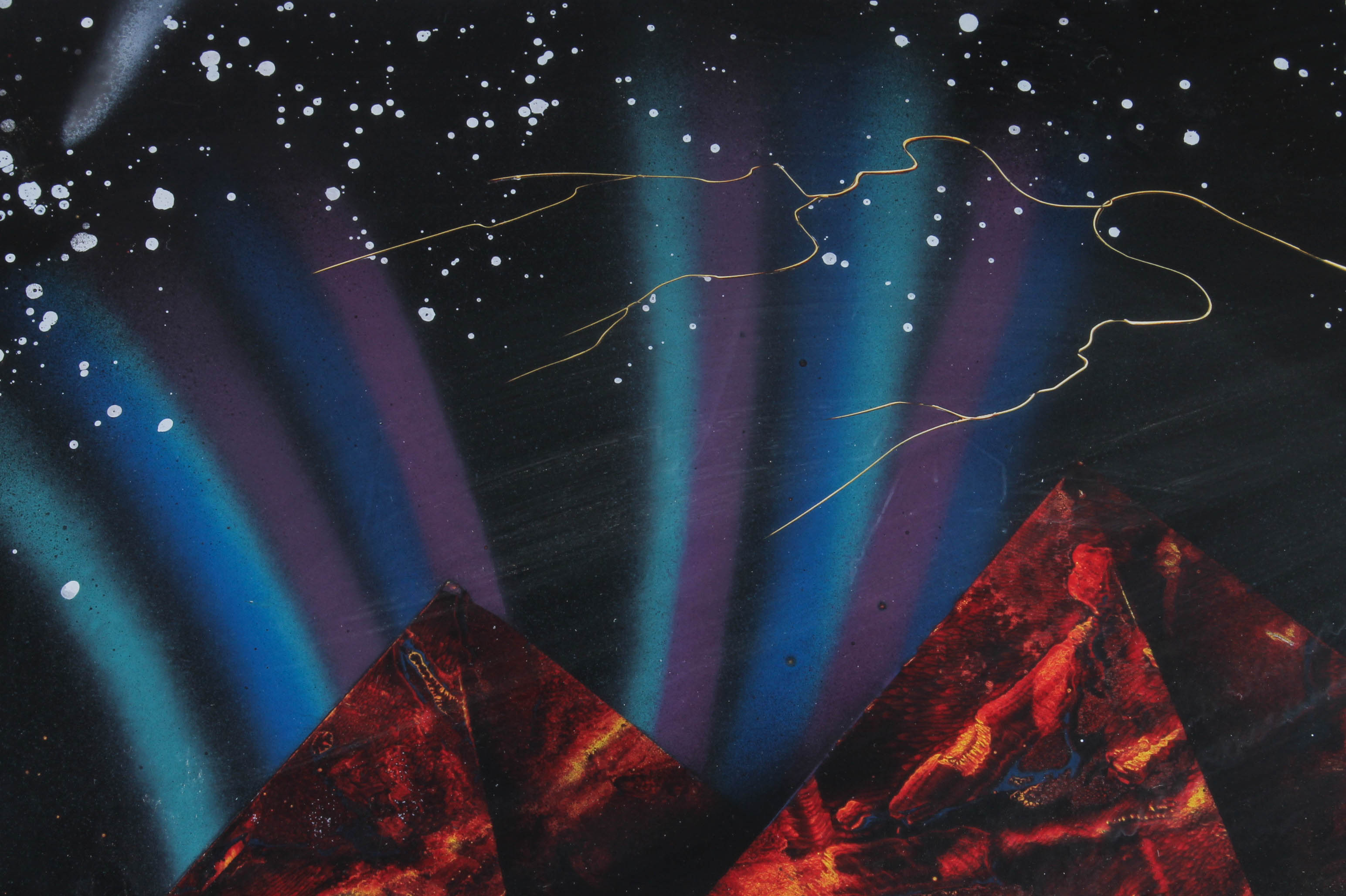 Framed Hiroshi Rodrguez Airbrushed Painting on Paper