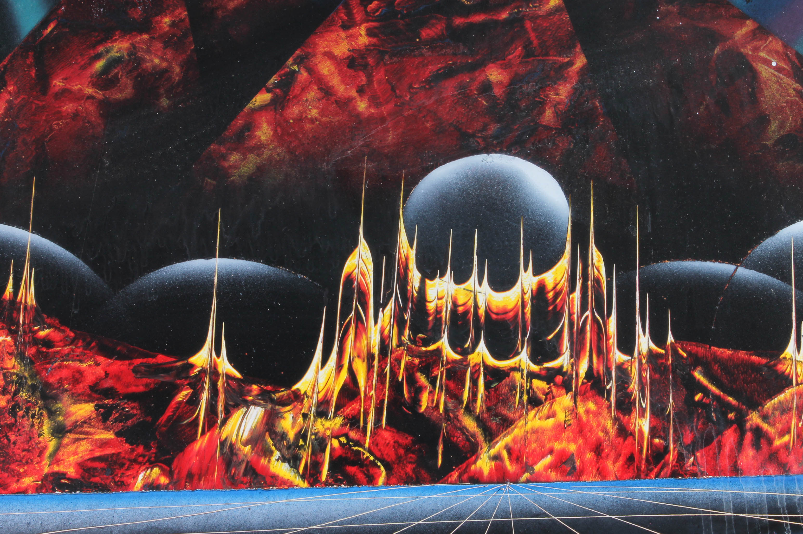 Framed Hiroshi Rodrguez Airbrushed Painting on Paper