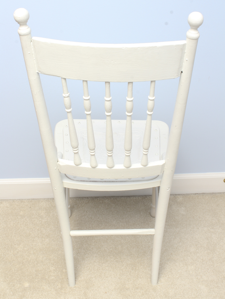 Vintage Side Chair With Embossed Leather Seat