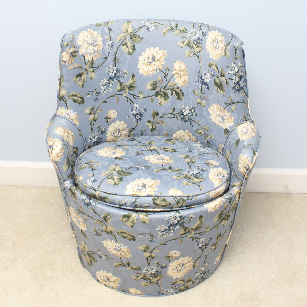 Upholstered Vanity Chair Made From Whiskey Barrel