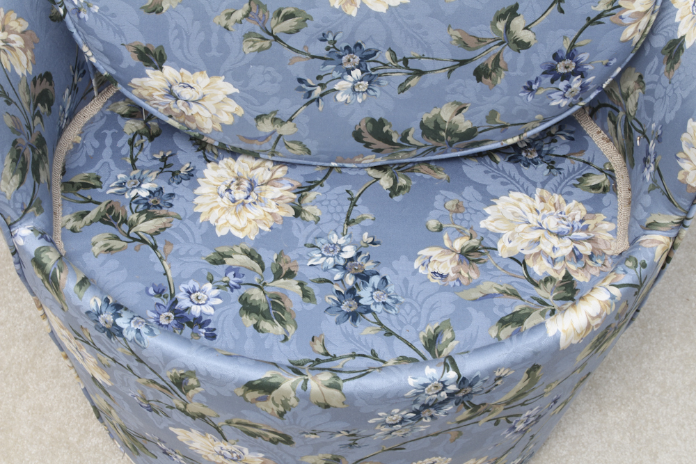 Upholstered Vanity Chair Made From Whiskey Barrel