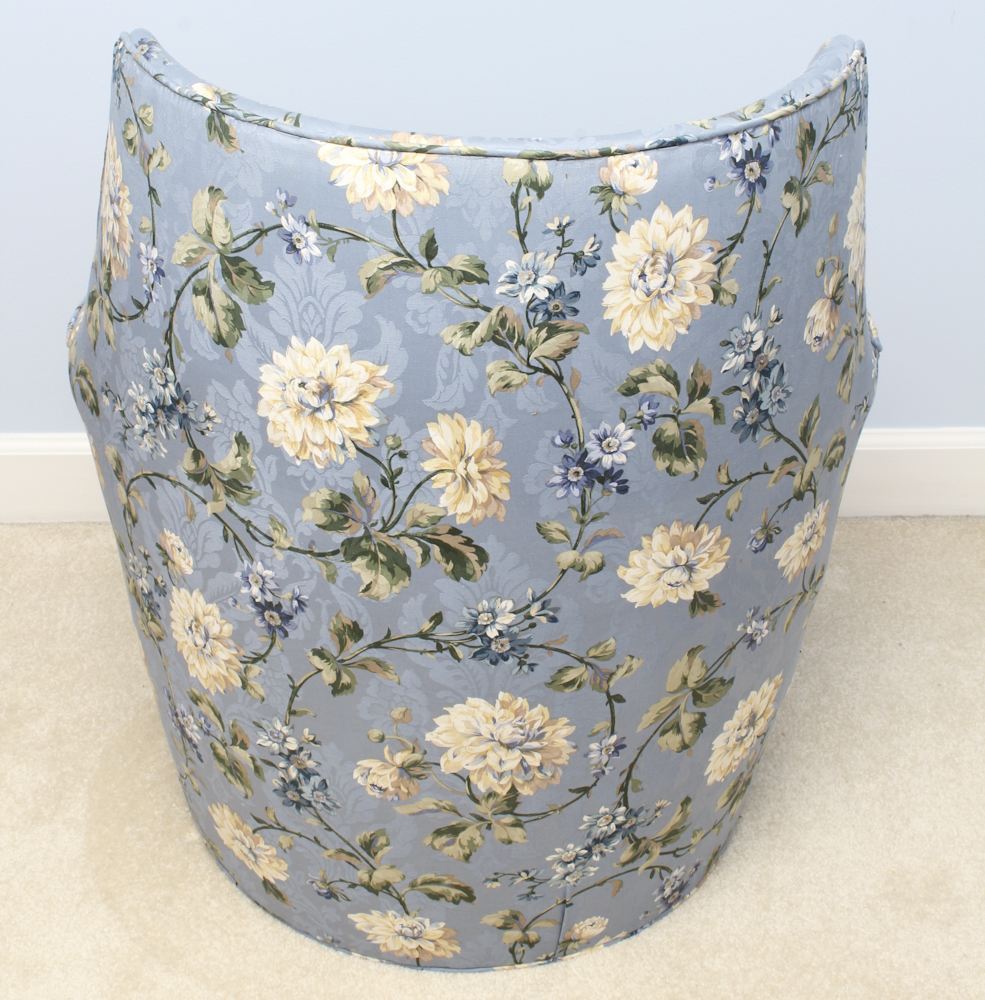 Upholstered Vanity Chair Made From Whiskey Barrel