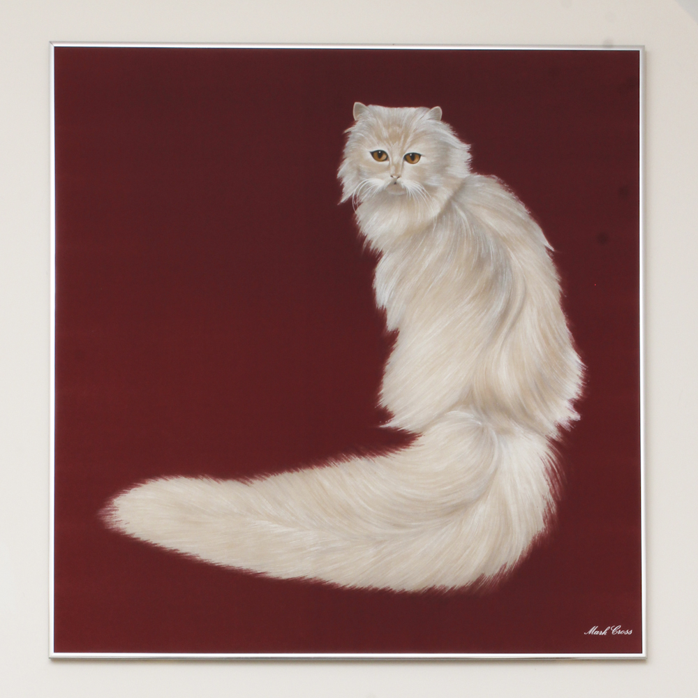 Mark Cross Painting on Fabric of a Persian Cat