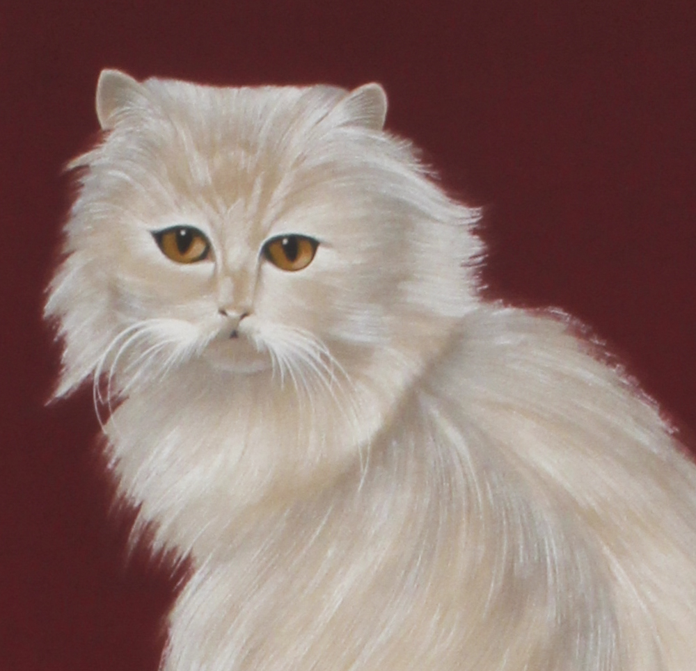 Mark Cross Painting on Fabric of a Persian Cat