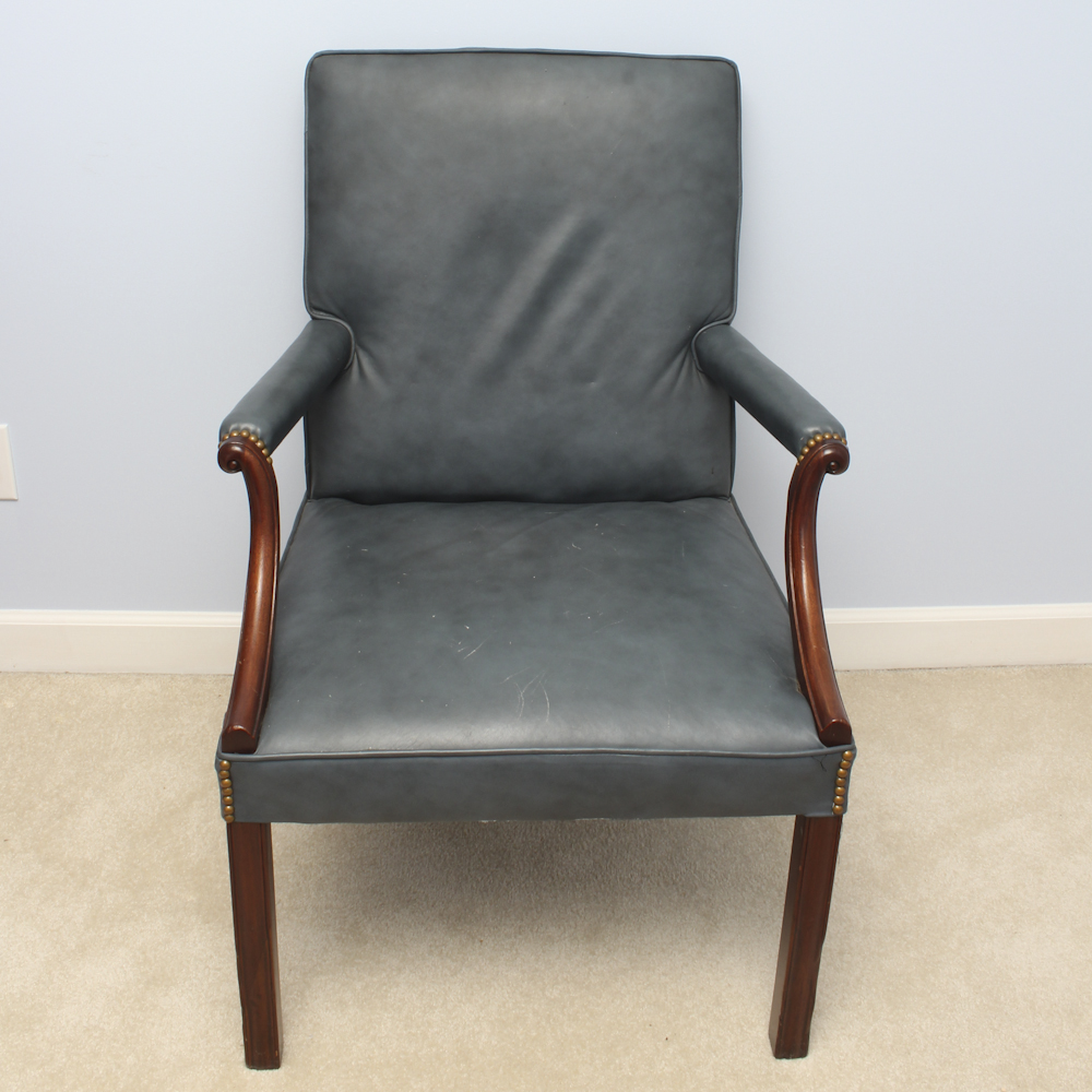 Vintage Leatherette Library Chair